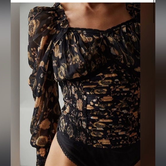 NWT Free People Brunch Date Bodysuit in Black combo Size Small - Picture 16 of 16